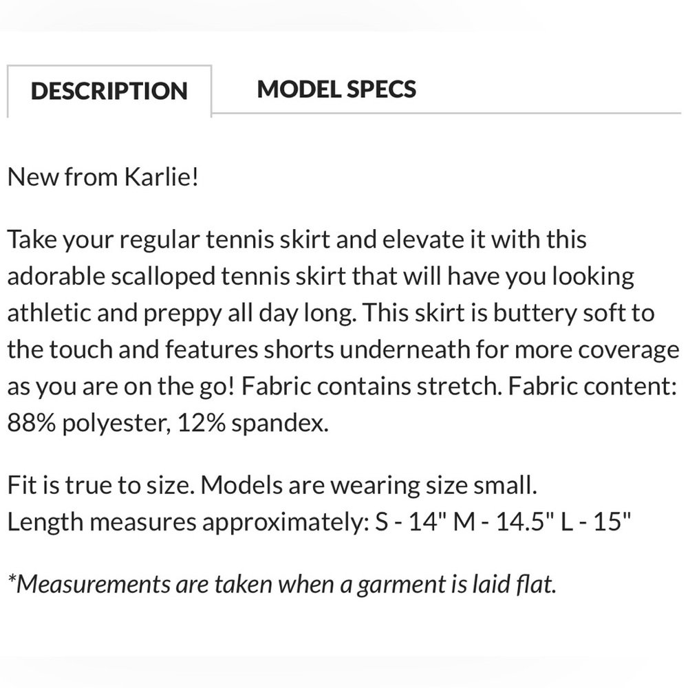 Karlie Scallop Hem Tennis Skirt size Large in Black - Picture 10 of 10
